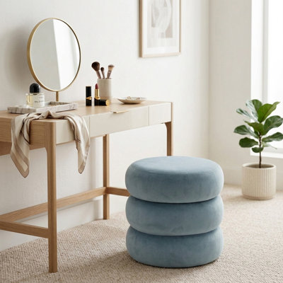 Modern Velvet Vanity Stool,Round Makeup Chair