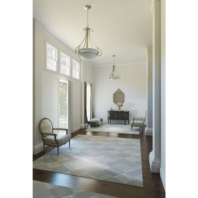 Luminaire suspendu bol 3 lumières unique Lilly, Argent/blanc