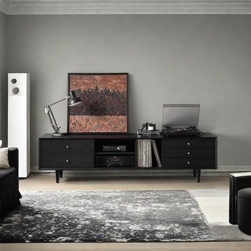 Meuble télé noir de style nordique, 70.87"