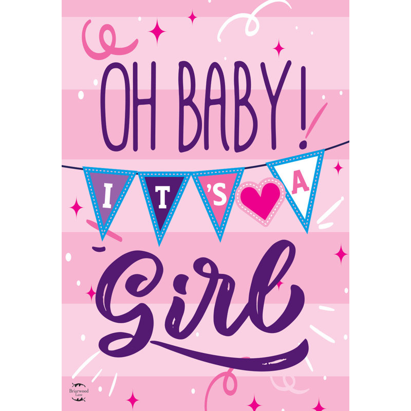 Drapeau de jardin à double face pour bébé fille