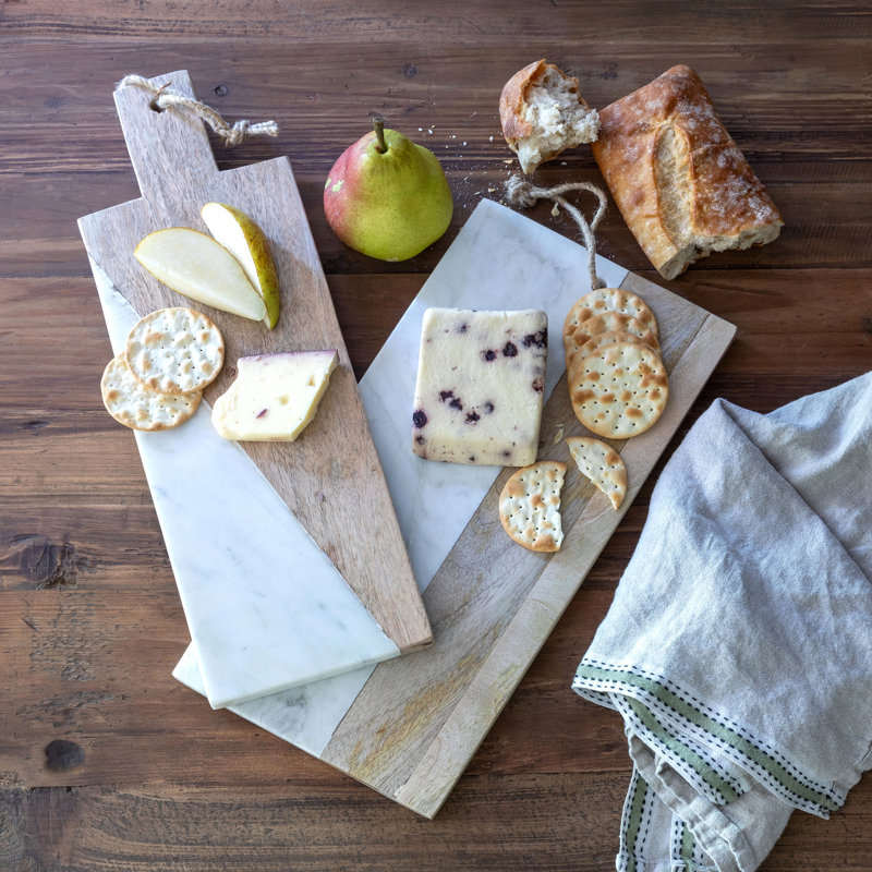 Wood and Marble Cutting Board with Handle