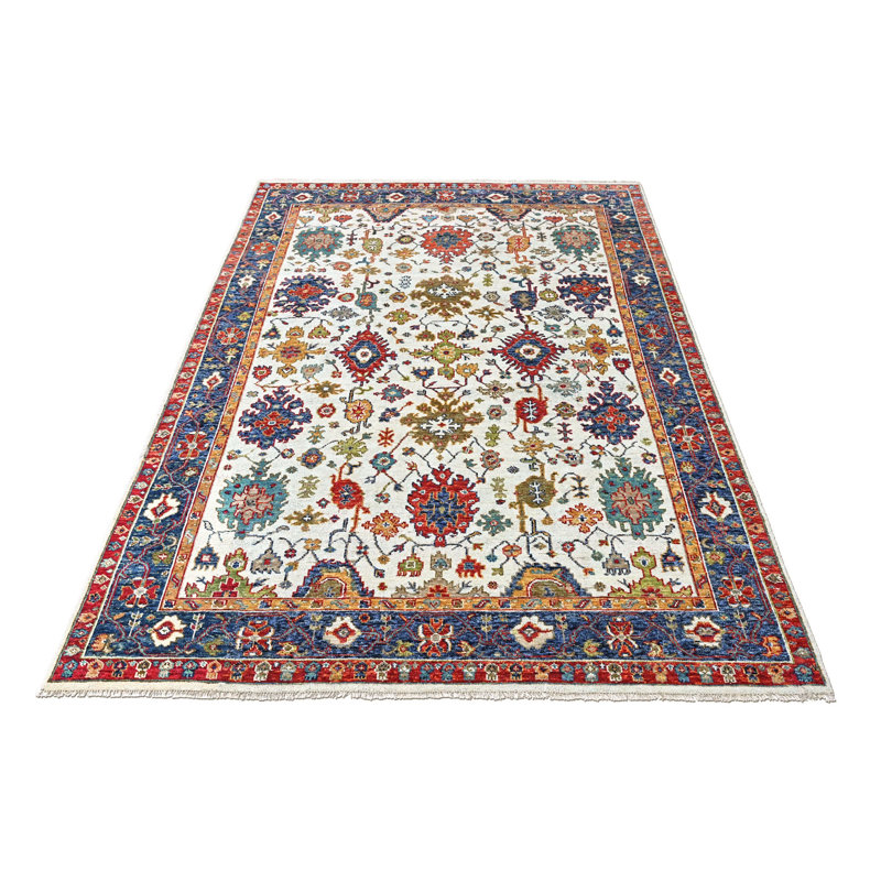 8'10''x12'1'' Hand Knotted Wool Beige Oushak Arts and Crafts Rug