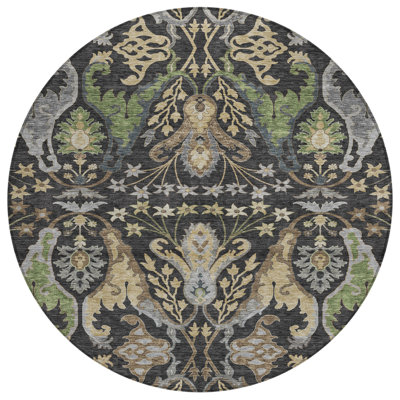 Alfreda Black Washable Indoor-Outdoor Rug - 