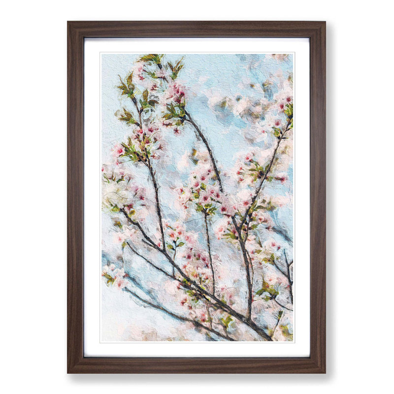Cherry Blossom Tree in Abstract - Picture Frame Painting Print, Walnut Framed, 36cm H x 27cm W x 2cm D