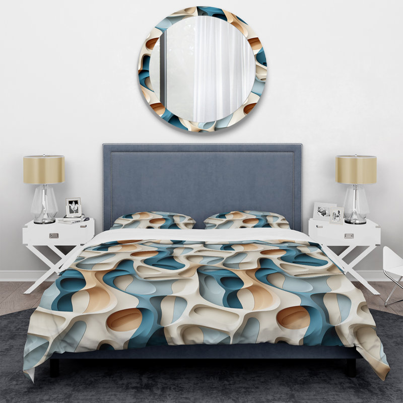 Ensemble de housse de couette Sculptural Elegance I - Abstract, Housse de couette pour grand lit et 2 taies décor