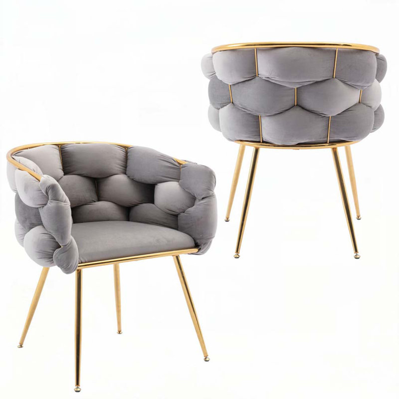 Chaises de salle à manger en velours, Gris