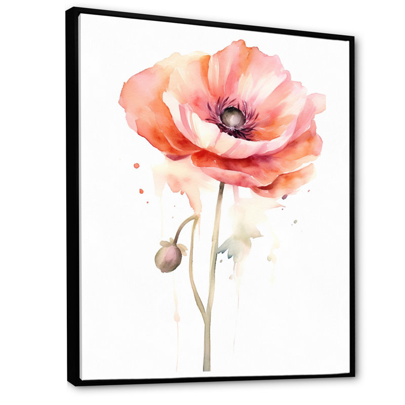 Ranunculus, reproduction d'art sur toile, Cadre flottant noir, H 40 po x l 30 po x P 1,5 po