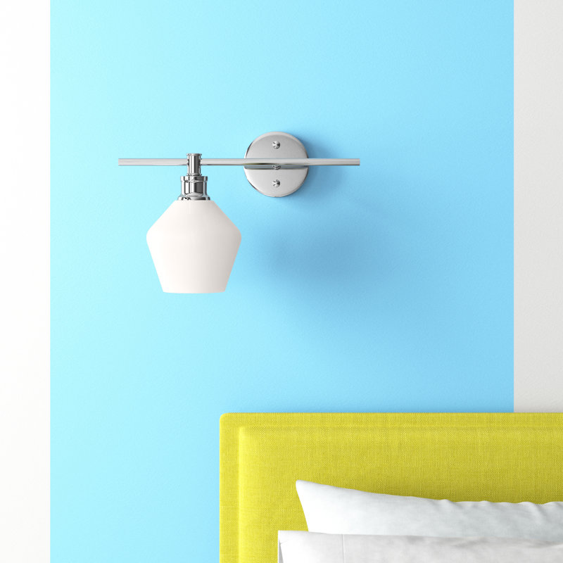 Keaton Dimmable Bath Sconce, Frosted White, Brass
