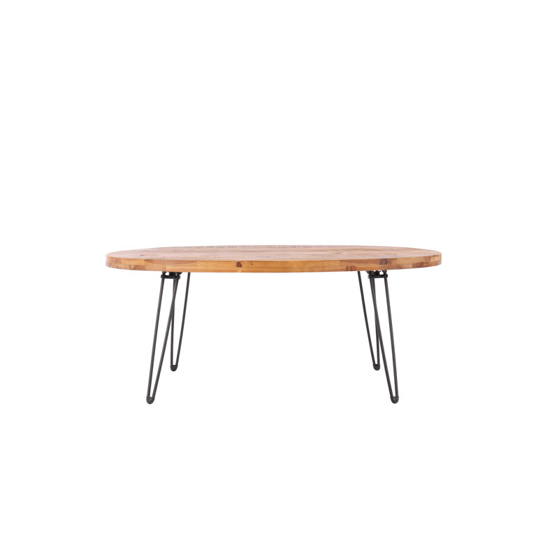 Table pliable en bois récupéré naturel - Bois massif, pour salon, ovale, pliable, avec style
