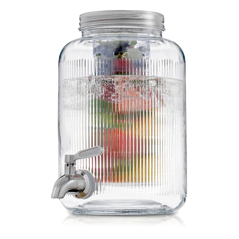 Brightware Fluted Glass Drink Dispenser – 1 Gallon 