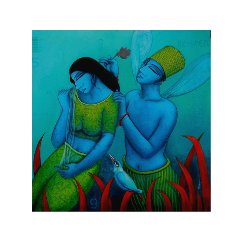 Enchantement romantique d'un couple | Acrylique sur toile | Par Samir Sarkar