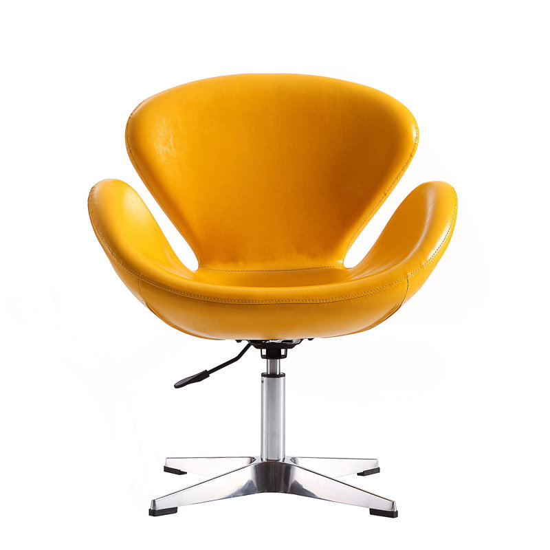 Raspberry Wool Blend Upholstered Swivel Balloon Chair, Yellow