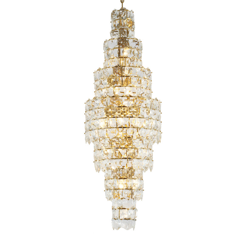 Lustre en cristal 28 lumières Modern, Laiton