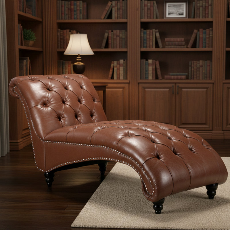 Chaise longue sans accoudoirs 62,8 po, Brun, Noir
