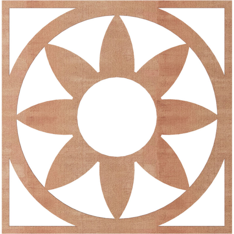 Médaillon de plafond en bois Blume, Cerisier, H 30 po x l 30 po x P 0,25 po