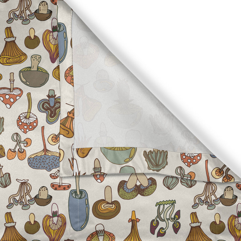 Rustic curtain, cartoon mushroom pattern, multi -colored