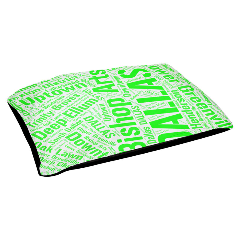 Coussin de chien « districts », Moyen (H 9,5 po x l 28 po x P 18 po), Vert, Dallas