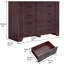 Commode 8 tiroirs Farmhouse pour la chambre à coucher, commode en bois, 8 commodes pour le placard, commode de rangement incurvée pour commode pour chambre à coucher, salon, couloir et entrée-1479430554