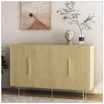 Buffet en bois moderne avec rangement, buffet cannelé avec tablettes réglables et design élégant pour une utilisation polyvalente