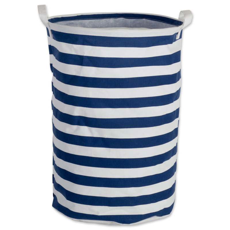 Heuer Fabric Laundry Hamper with Handles, Nautical Blue, 20" H x 14" W x 14" D