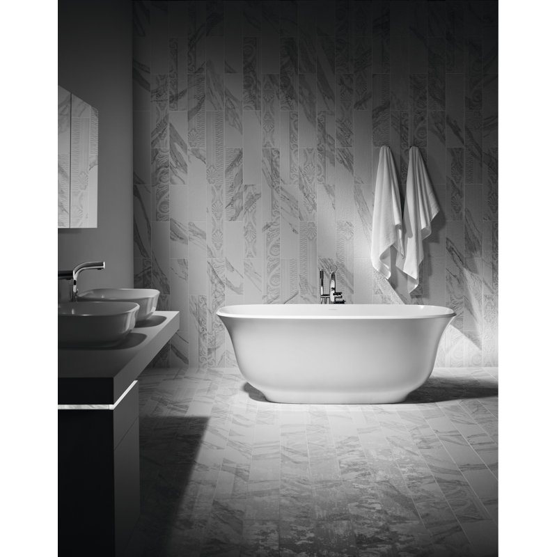 Amiata 65"x 32" Freestanding Soaking Bathtub, Gloss White