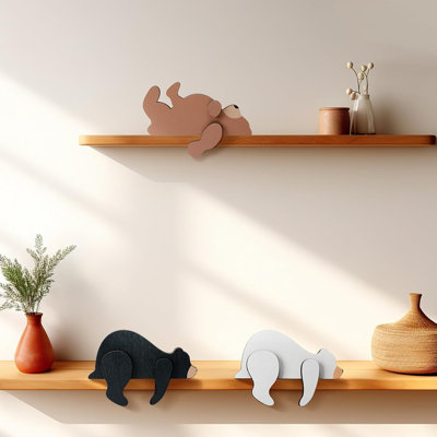 Décoration en bois d'ours dormant - Décoration de chambre de bébé forêt, étagère ou porte en 3 couleurs