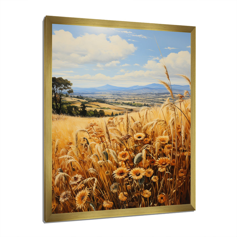 Espagne, champs dorés méditerranéen III - impressions sur toile de ferme, H 40 po x l 30 po x P 1,5 po, Encadrement doré