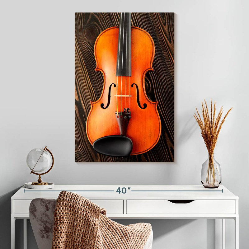 Abarca, violon sur table en bois, H 30 po x l 20 po