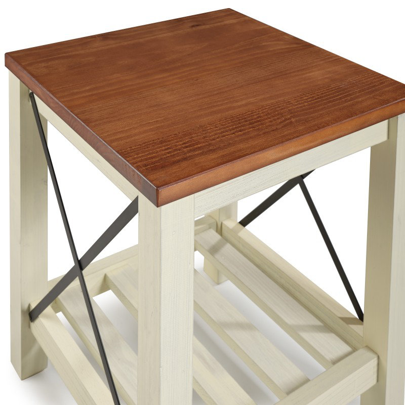 Solid Wood End Table, White
