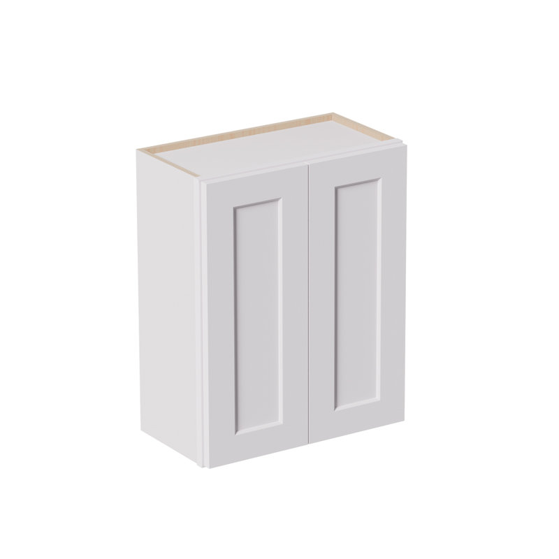 Armoires de salle de lavage de 24 pouces fixées au mur, armoire de rangement en bois massif au-dessus de la toilette, armoires de rangement de salle de bain avec 2 portes à shaker et tablettes, facile à assembler pour la cuisine, le garage - blanc