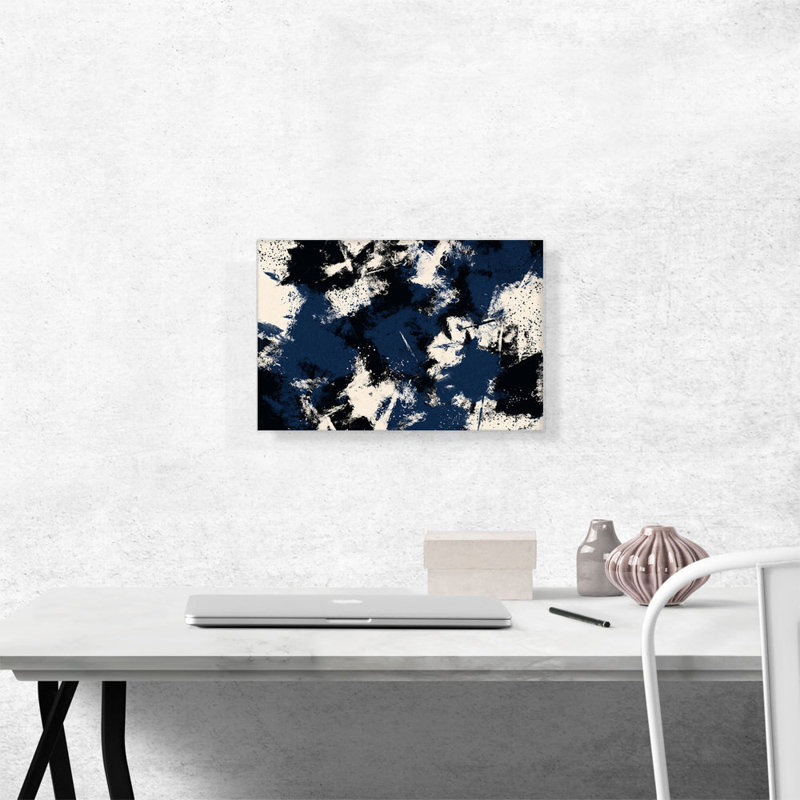 Bleu marine, noir, blanc, reproduction d'art sur toile tendue, H 12 po x l 18 po x P 0,75 po