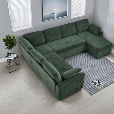 Canapé modulaire convertible en chenille de 111 po convertible avec rangement