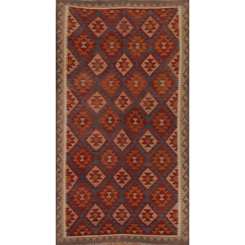Tapis géométrique à motif oriental kilim 5 x 8