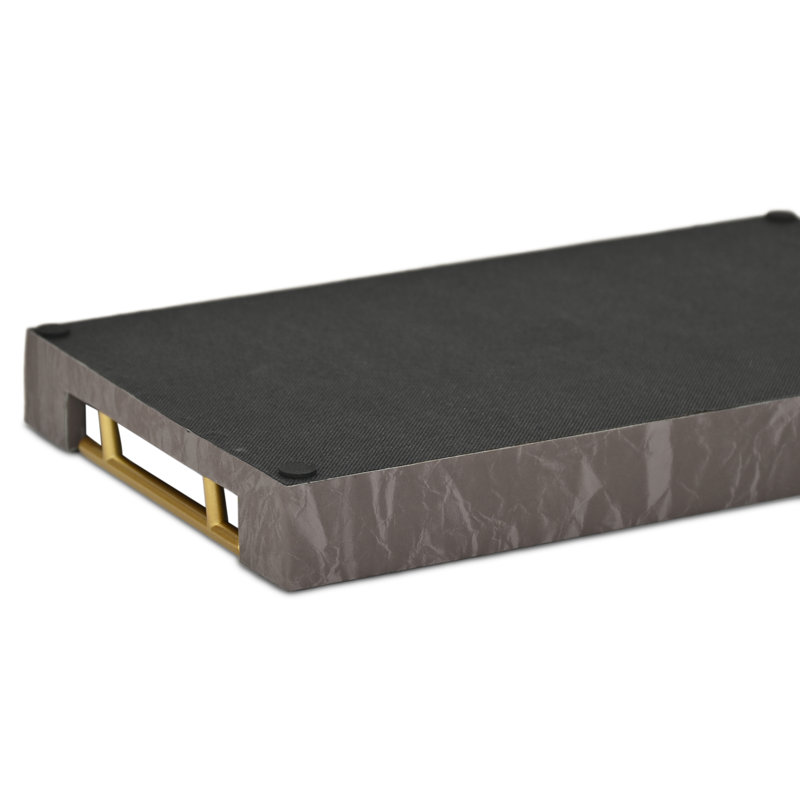 Ausel Crinkled Gloss Pattern Tray with Gold Handles, Gray