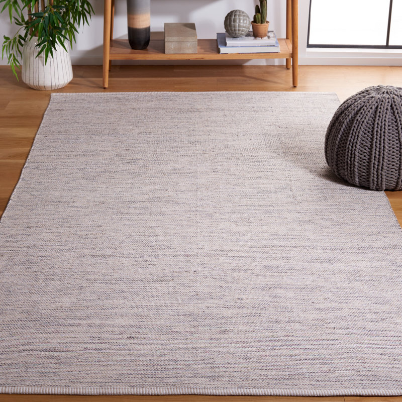 Handmade Flatweave Cotton Area Rug in Beige / Ivory, Rectangle 4' x 6'