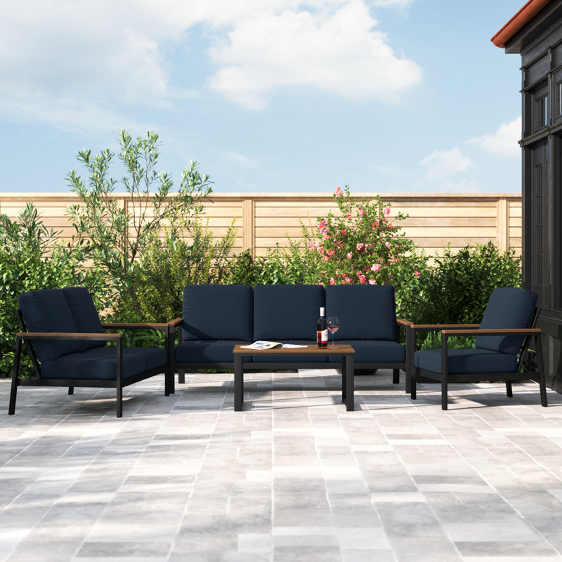 Townsend 6 - Person Patio Conversation Set with Cushions, Canvas Navy Sunbrella® Canvas