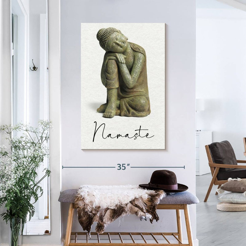 Namaste assis Bouddha sur toile, H 36 po x l 24 po x P 1,25 po