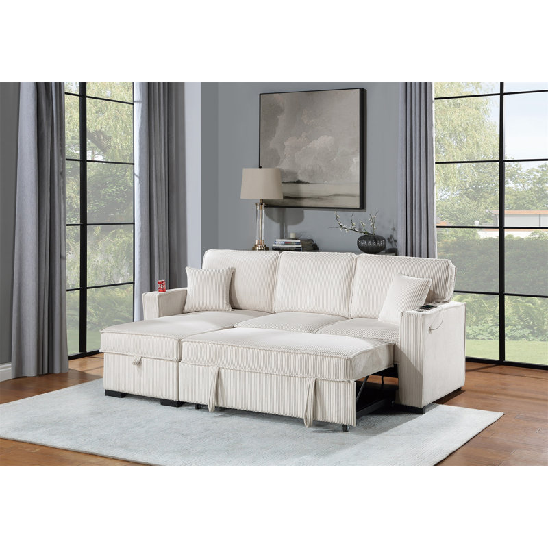 Ensemble de canapé convertible modulaire en velours côtelé réversible avec rangement pour canapé et canapé-lit 2 pièces