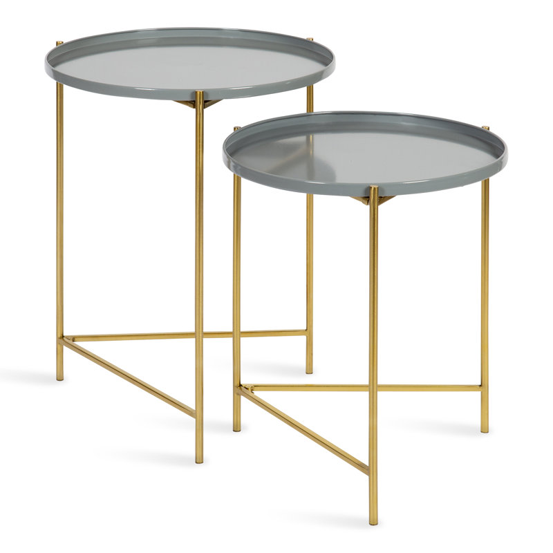 Gwynn Tray Top Nesting Tables, Gray Top/Gold Base