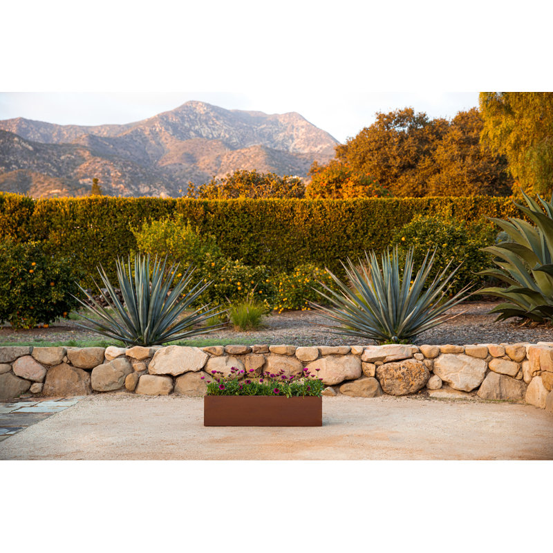 Corten Steel Series 9" H Rectangle Window Box Planter, 9" H x 36" W x 9" D