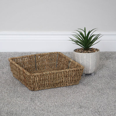 JVL SEAGRASS WITH METAL FRAME Decorative Basket