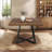 Square Kitchen Dining Table Set of 2, Industrial Dinner Table with Metal Base-25635618