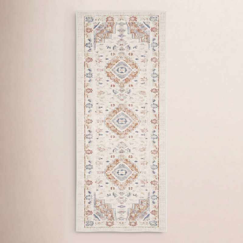 Mayhill Oriental Area Rug in Beige/Rust/Blue, Runner 2'2" x 8'