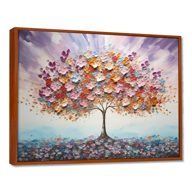 «Tree of Love» multicolore, impression sur toile, H 16 po x l 32 po x P 1 po, Cadre flottant brun