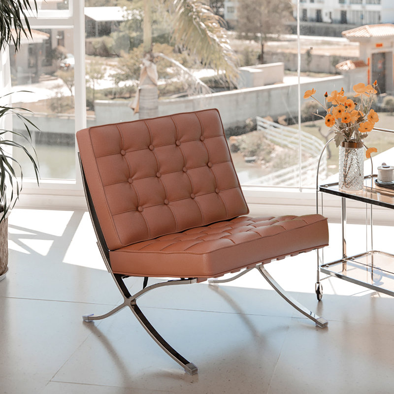 Fauteuil d'appoint inclinable en cuir brun, Brun