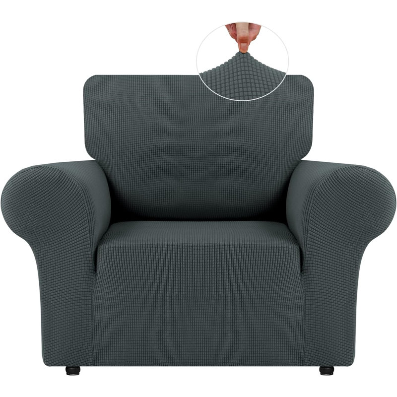 Housse pour fauteuil à coussins carrés/rectangulaires, Polyester gris