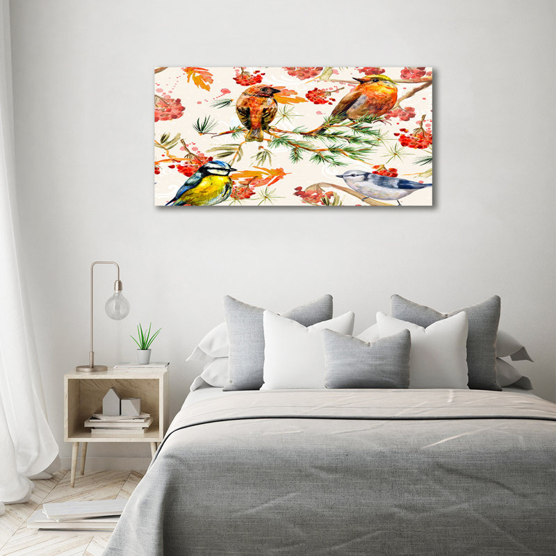 Conifers And Birds - Print, Canvas, 70cm H x 140cm W x 2cm D