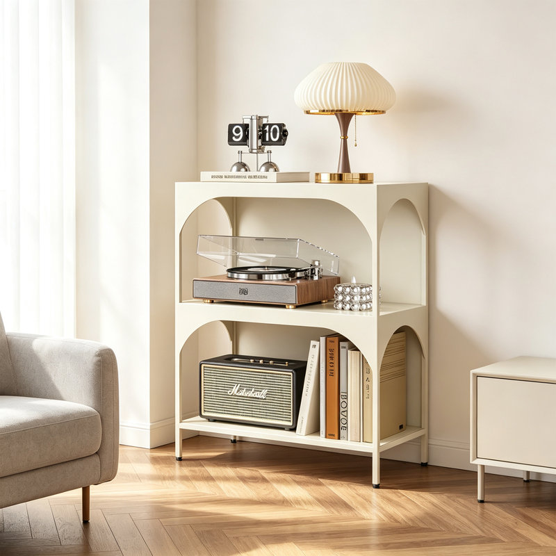 Présentoir de rangement arqué en métal, H 36,61 po x l 27,56 po x P 13,78 po, Crème