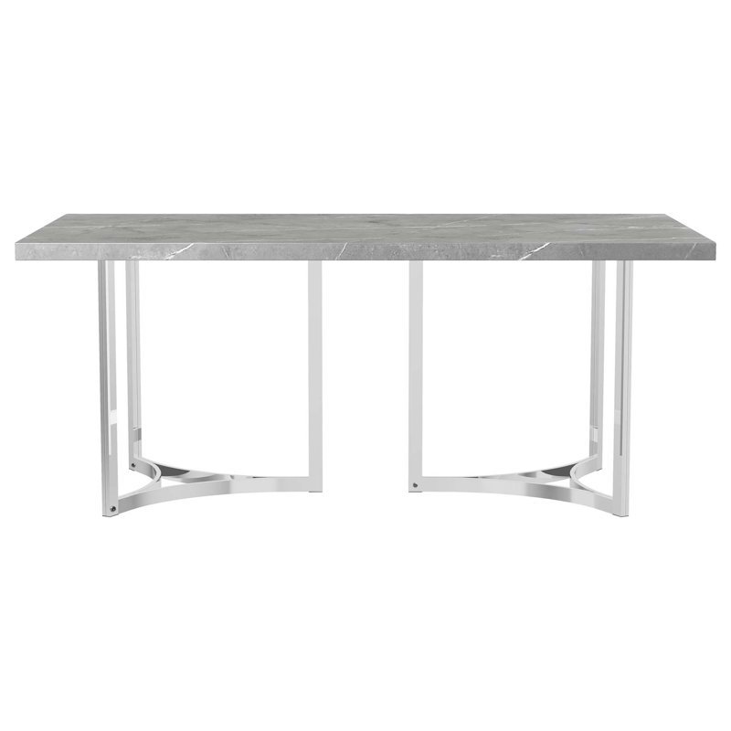 Table de salle à manger moderne en faux marbre avec un élégant design à double piédestal
