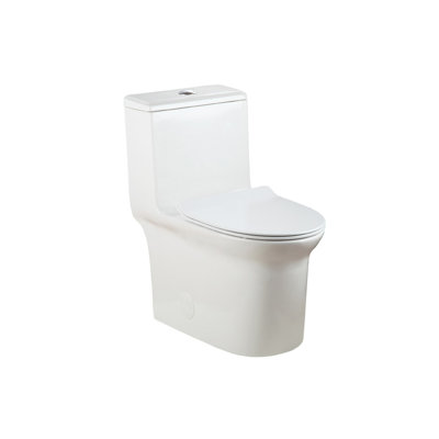 Tovia One-Pieve elongated dual-flush toilet, Glossy white